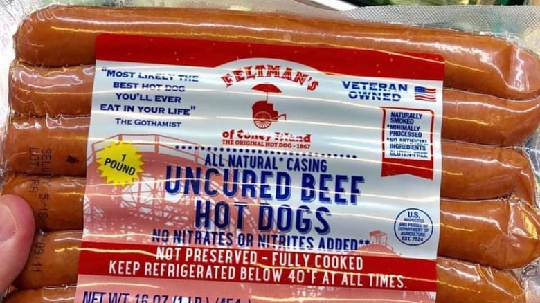 Package of Feltman's of Coney Island Uncured Beef Hot Dogs