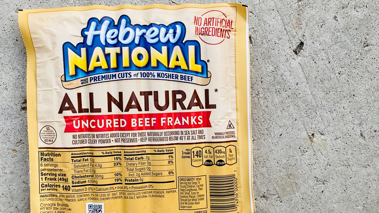 Package of Hebrew National All Natural Uncured Beef Franks