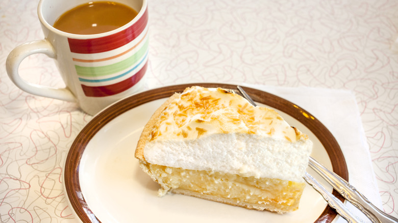 Coconut cream pie and coffee at a Route 66 diner