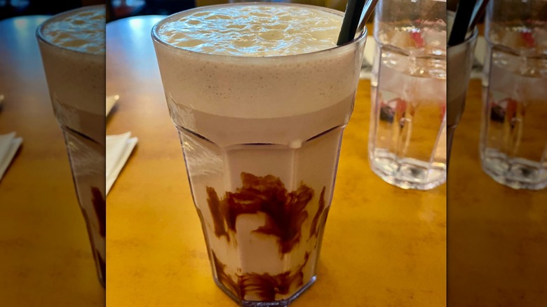 A glass of egg cream
