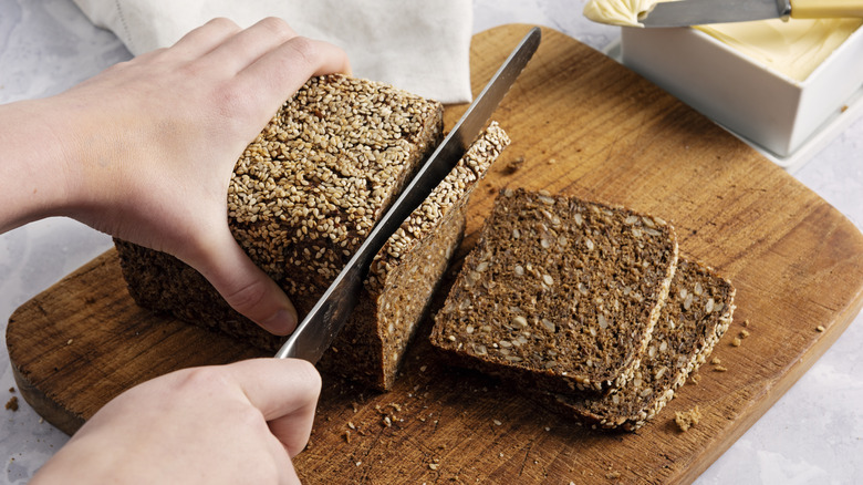 loaf of sliced rye bread