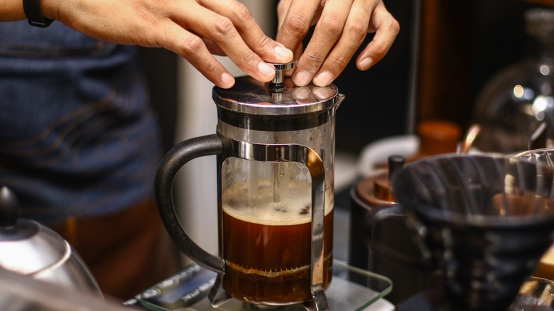 pressing on French press