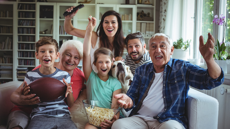 family watching football