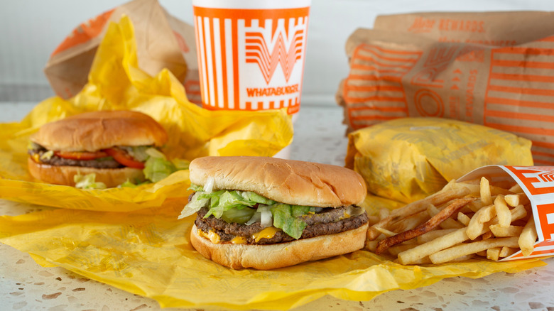 Fast food Whataburger combo with fries and drink