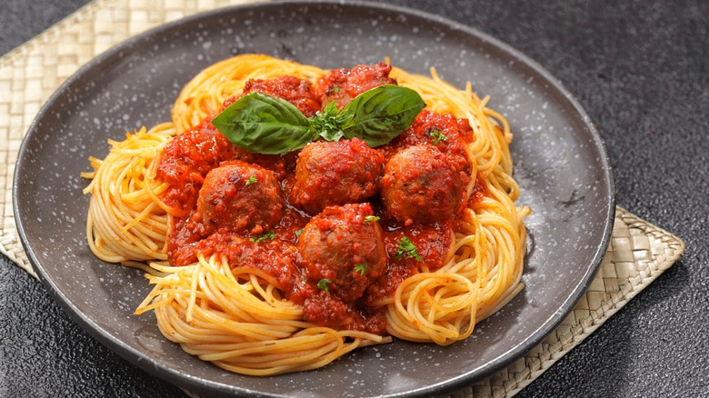Spaghetti and Meatballs on a plate