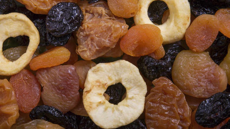 A closeup shot of dried fruits