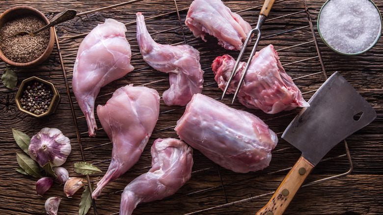 Raw rabbit slices with spices