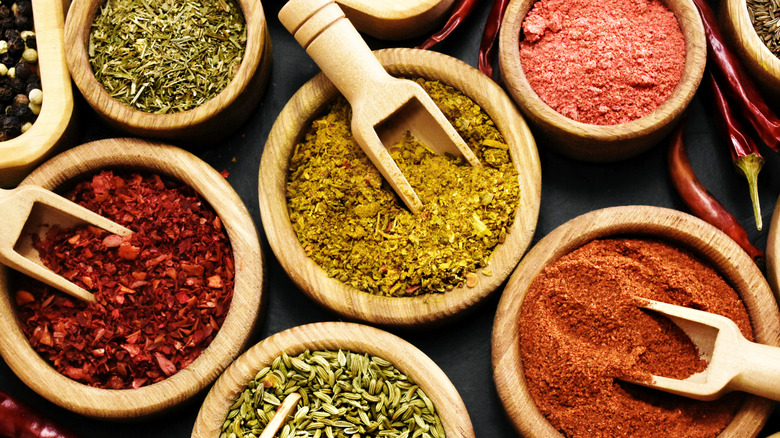 Colorful mix of spice varieties