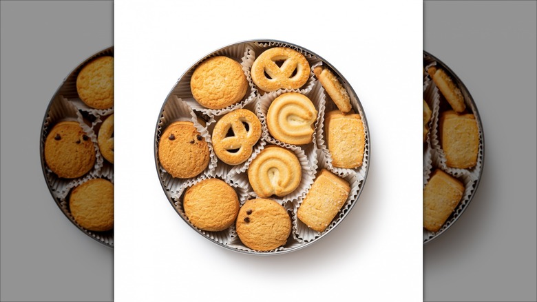 Tin of holiday butter cookies