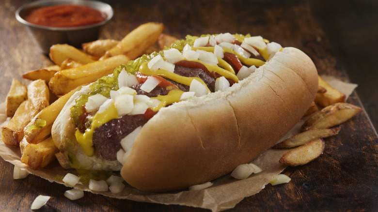 A traditional hot dog