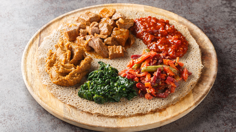 Injera flatbread with fillings