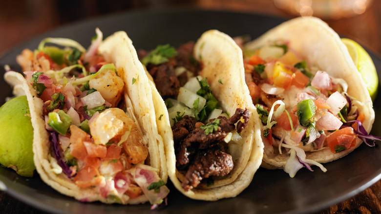 A trio of street tacos