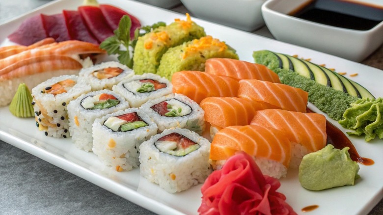 A varied sushi platter