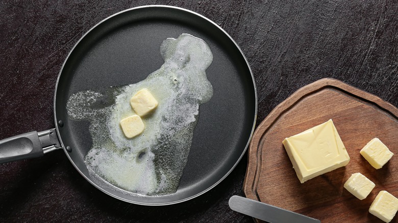melting butter in pan