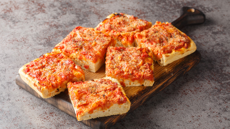 Sicilian pizza typical oven-baked focaccia