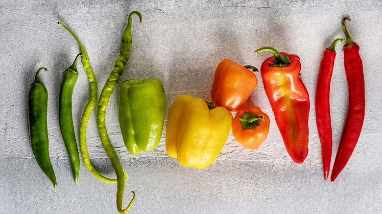 A variety of different peppers