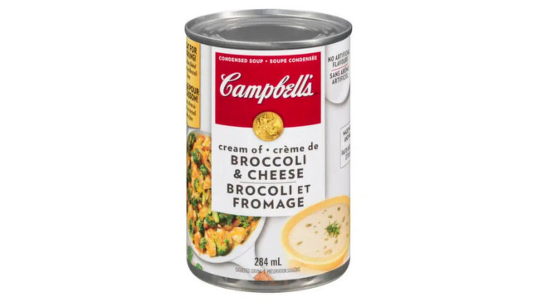 Can of Campbell's Cream of Broccoli and Cheese Condensed Soup