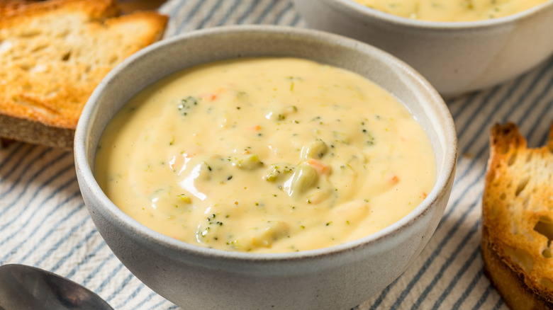 Hearty Homemade Broccoli Cheddar Soup with Cheese and Carrot