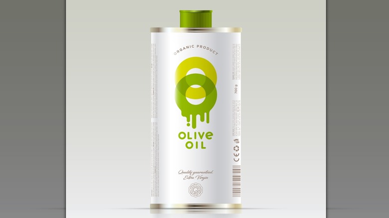 mock up of an olive oil tin on a white background