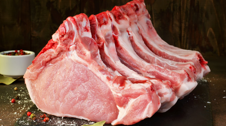 Close up of pork with ribs