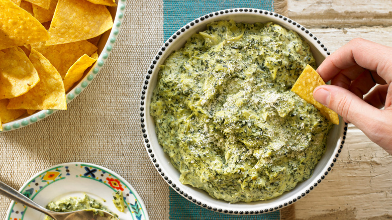 Bowl of artichoke dip