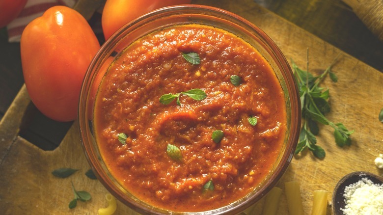 A bowl of salsa