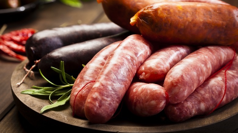 A pile of sausages