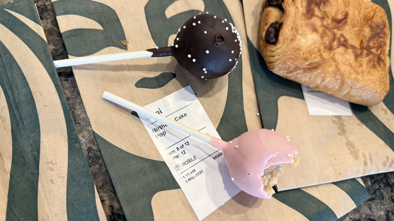Starbucks cake pops and chocolate croissant