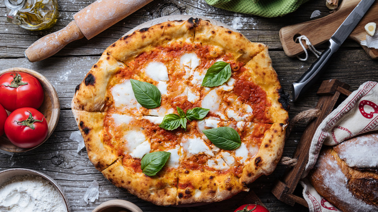 Pizza with fresh herbs
