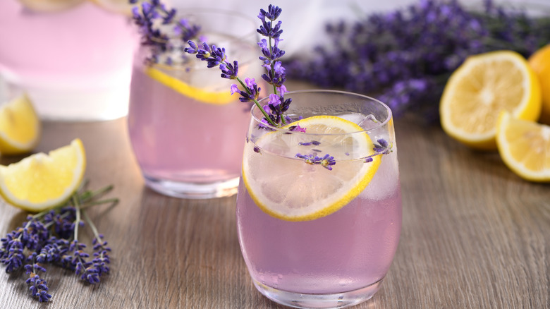 Water flavored with lavender syrup and lemon juice