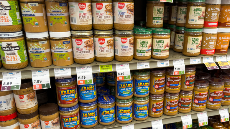 Nut butters in a store