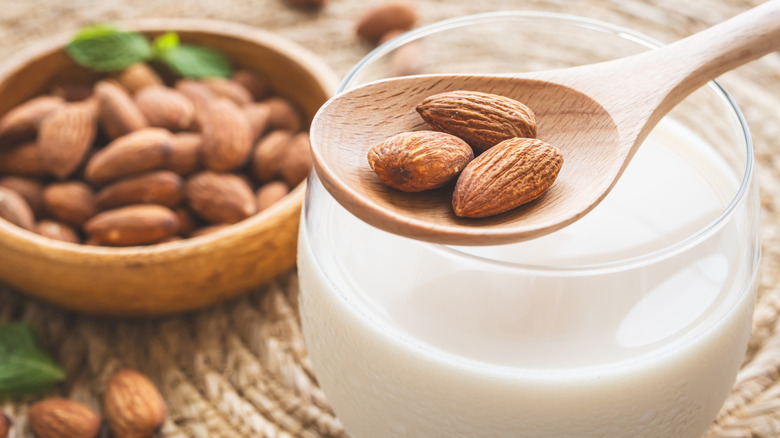 Almond milk and almonds