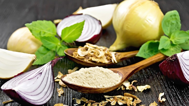 dried onion powder and flakes