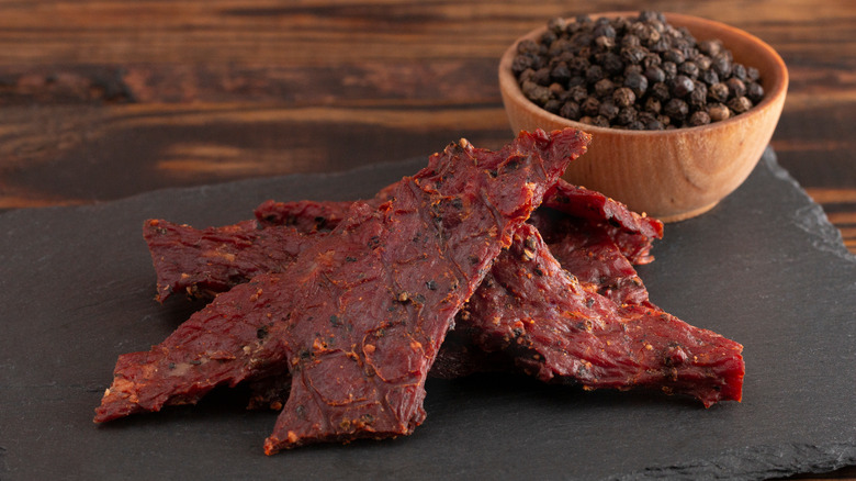 plate of beef jerkey