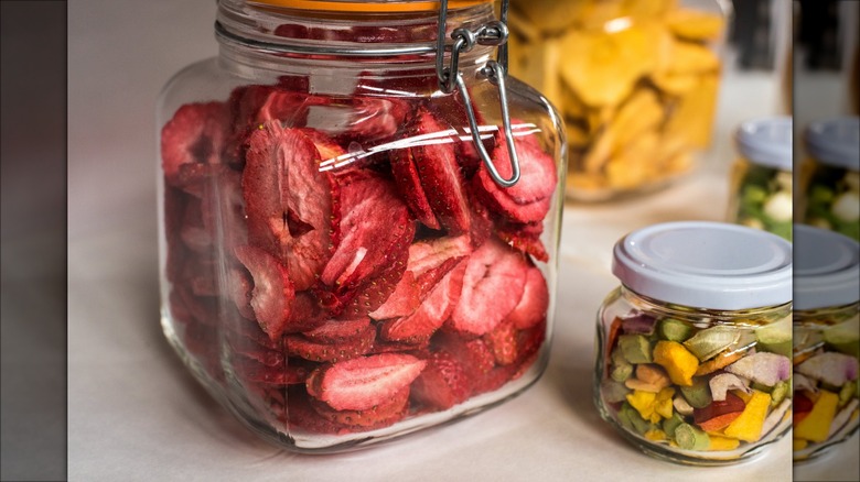 jar of dried strawberries