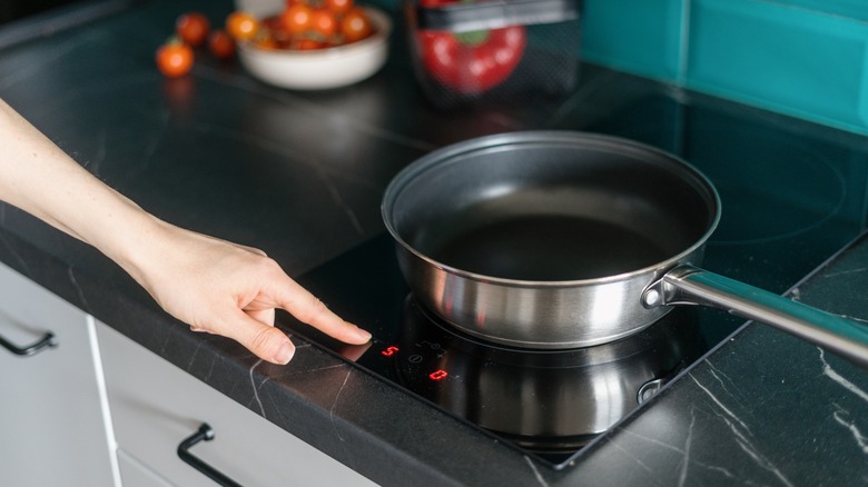 frying pan on hob