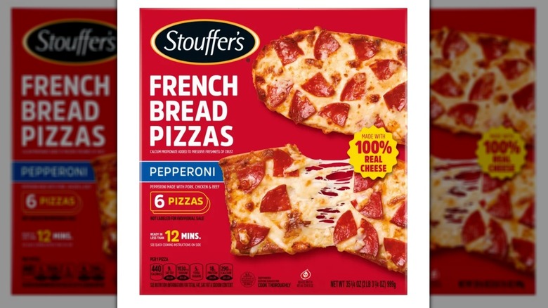 A box of Stouffer's French bread frozen pepperoni pizza