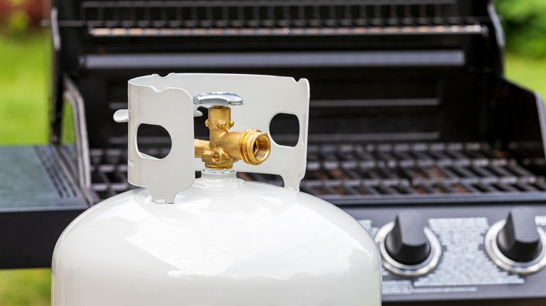 propane tank and grill