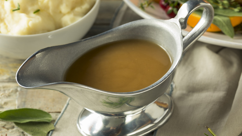 gravy bowl with turkey gravy
