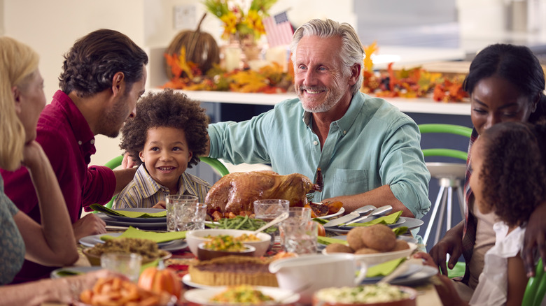 family eating Thanksgiving dinner