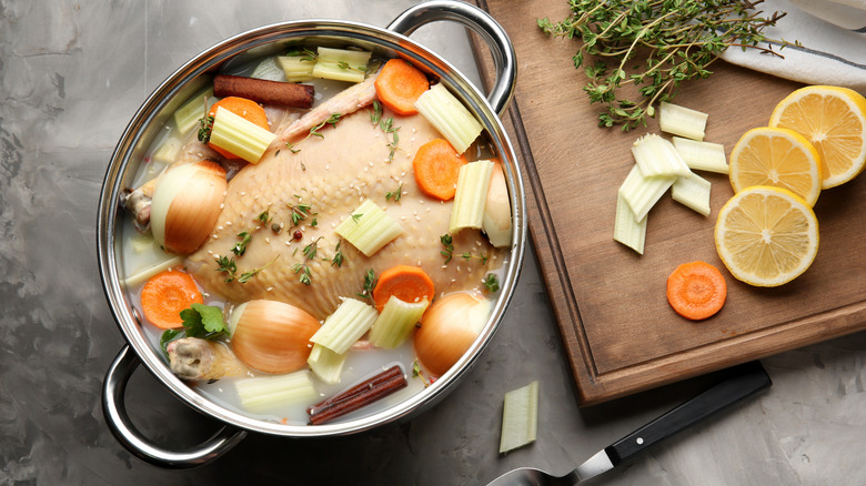 turkey brining in large pot