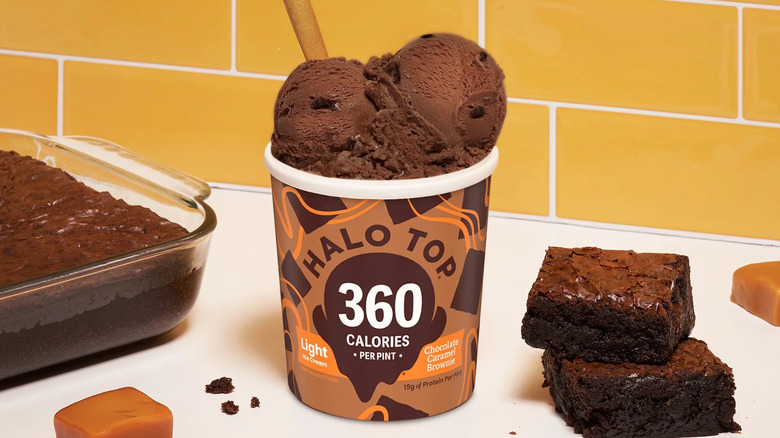 Pint of Halo Top Chocolate Caramel Brownie ice cream