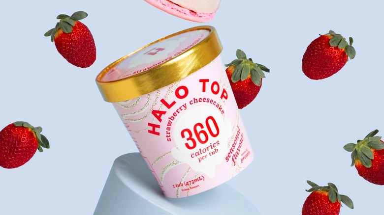 Pint of Halo Top Strawberry Cheesecake ice cream