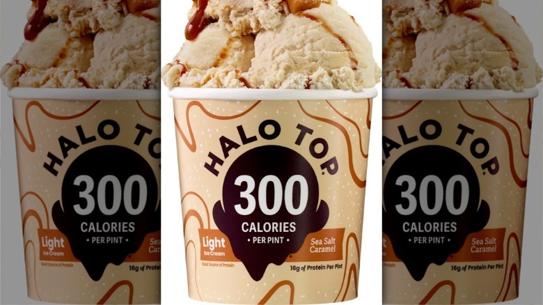 Pint of Halo Top Salted Caramel ice cream
