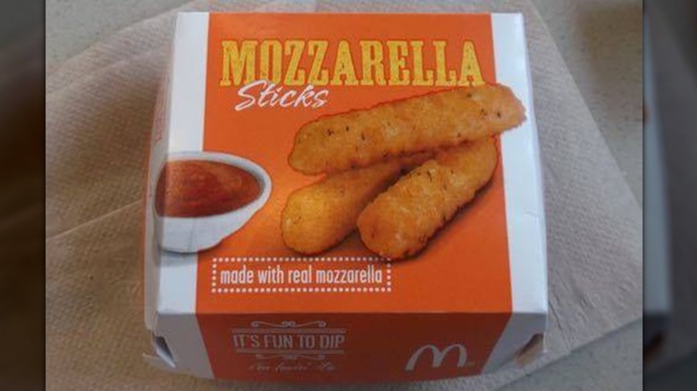 A box of McDonald's Mozzarella sticks