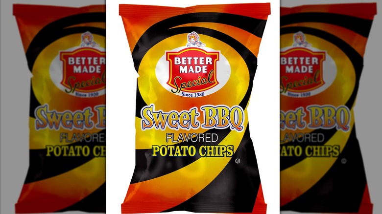 A pack of Better Made Sweet BBQ potato chips