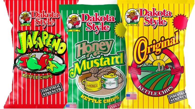 Three packs of Dakota Style kettle chips