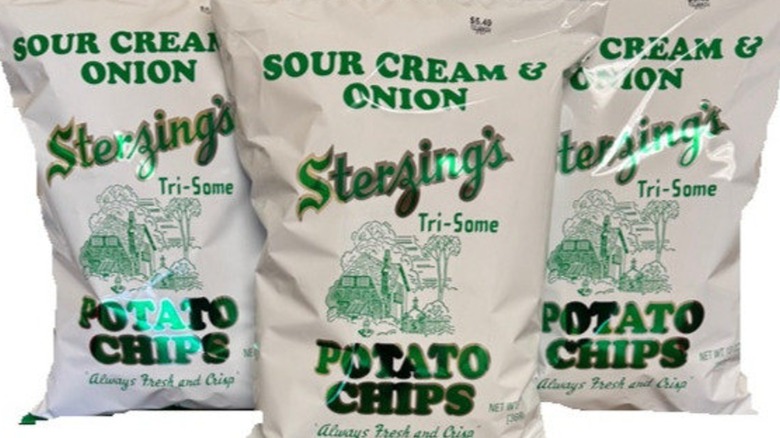 Three packs of Sterzing's sour cream & onion potato chips