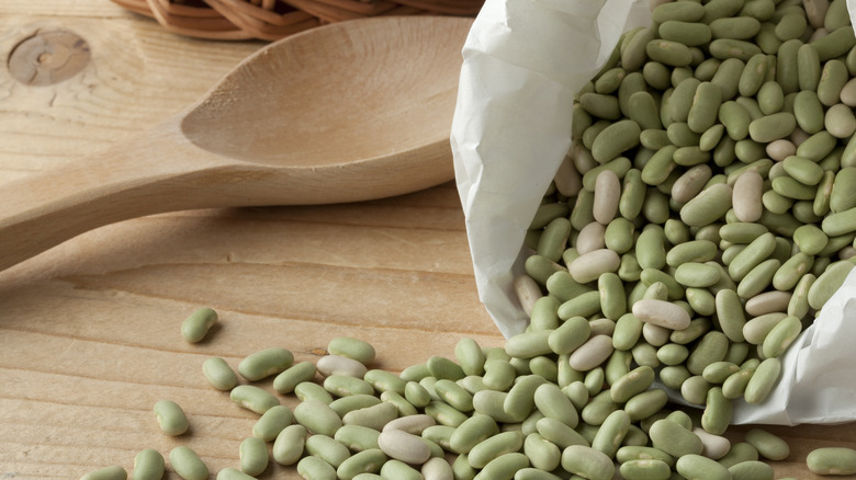 flagleot beans pouring out of bag