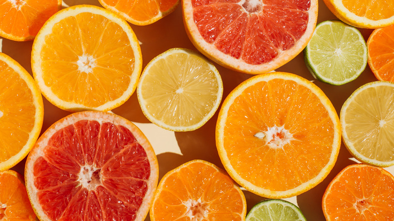 A variety of citrus fruits